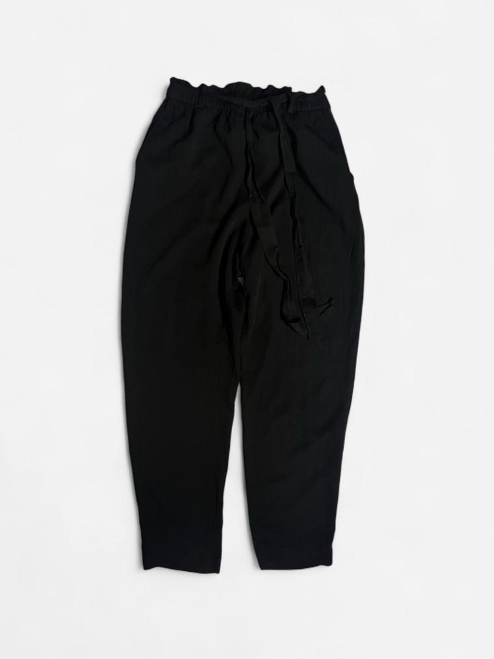 H&M Black Tie Waist Tapered Trousers
